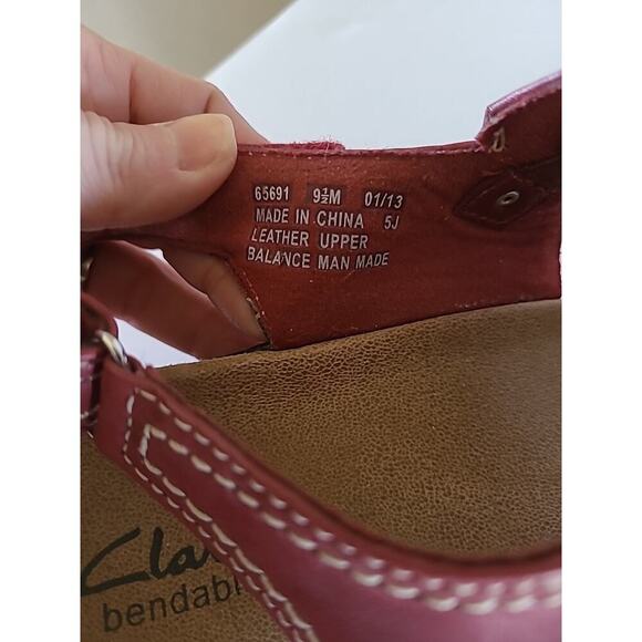 Clarks Lexi Birch WMS 9.5M Slingback Wedge Sandals Red Leather - Picture 11 of 11